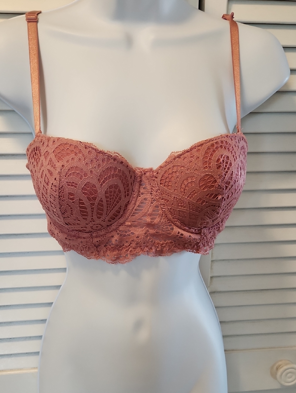 XOXO Lace Balconette Bra in Rose Blush